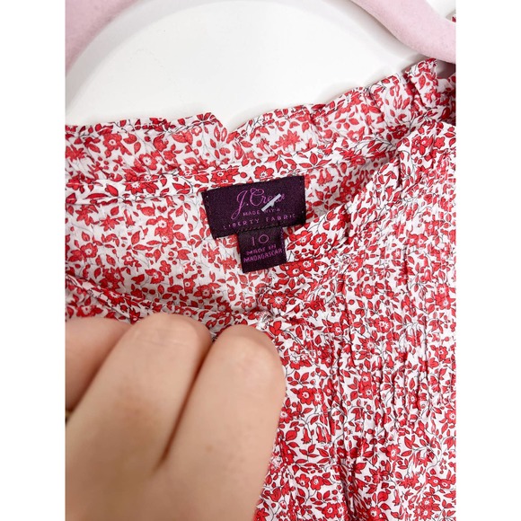 J.Crew Liberty Print Ruffle Classic Popover Shirt in Chamomile Red Floral 10 - Picture 4 of 5